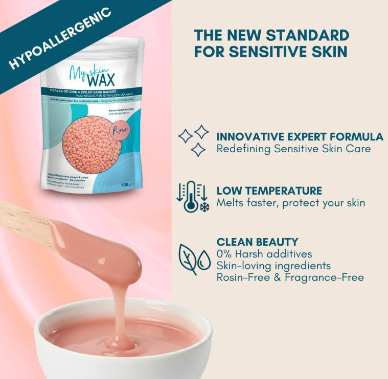 Hard Wax Beads for Sensitive Skin, 14 oz (0.88 lb) – Stripless Hair Removal Wax, Low Temperature Formula for Face, Bikini & Body