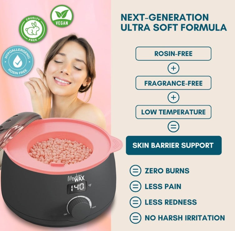 Hard Wax Beads for Sensitive Skin, 14 oz (0.88 lb) – Stripless Hair Removal Wax, Low Temperature Formula for Face, Bikini & Body